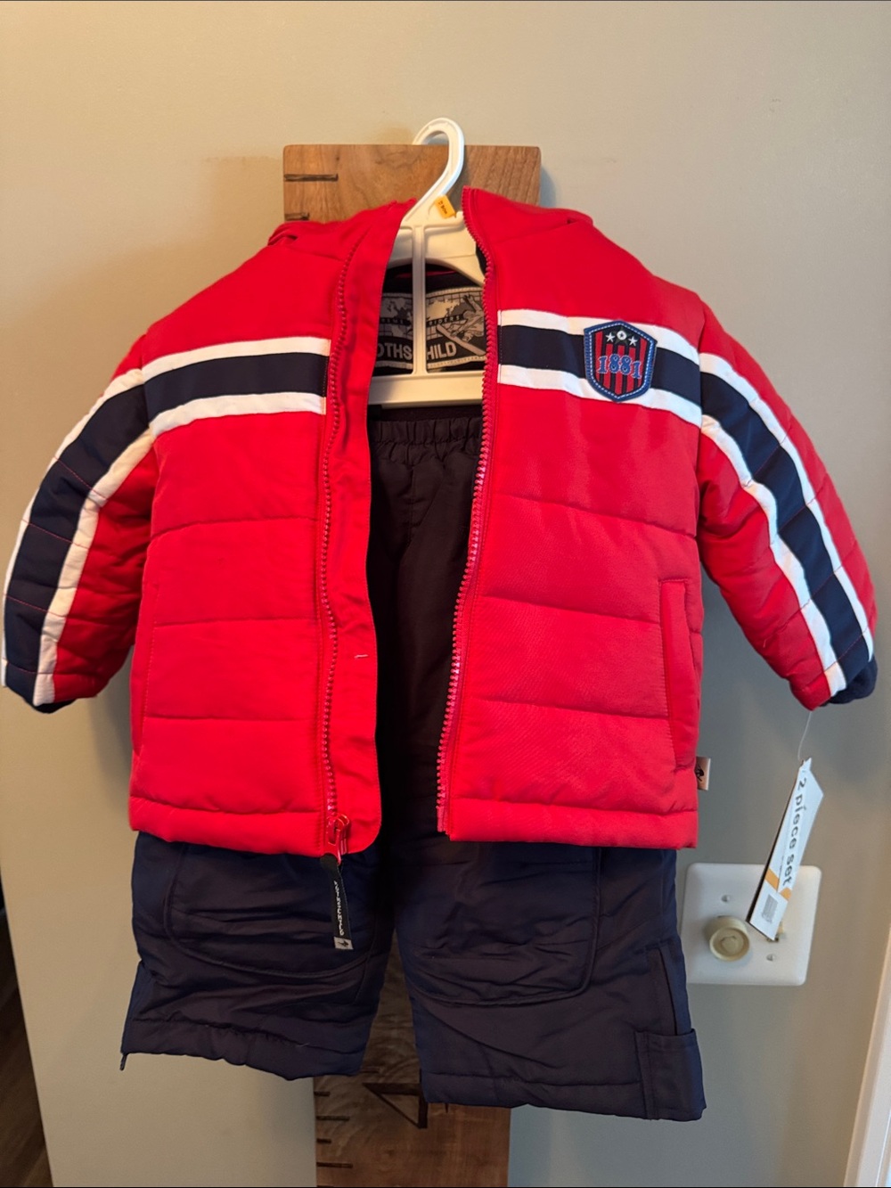 Rothschild Red & Navy Puffer Jacket and Snow Pants Set